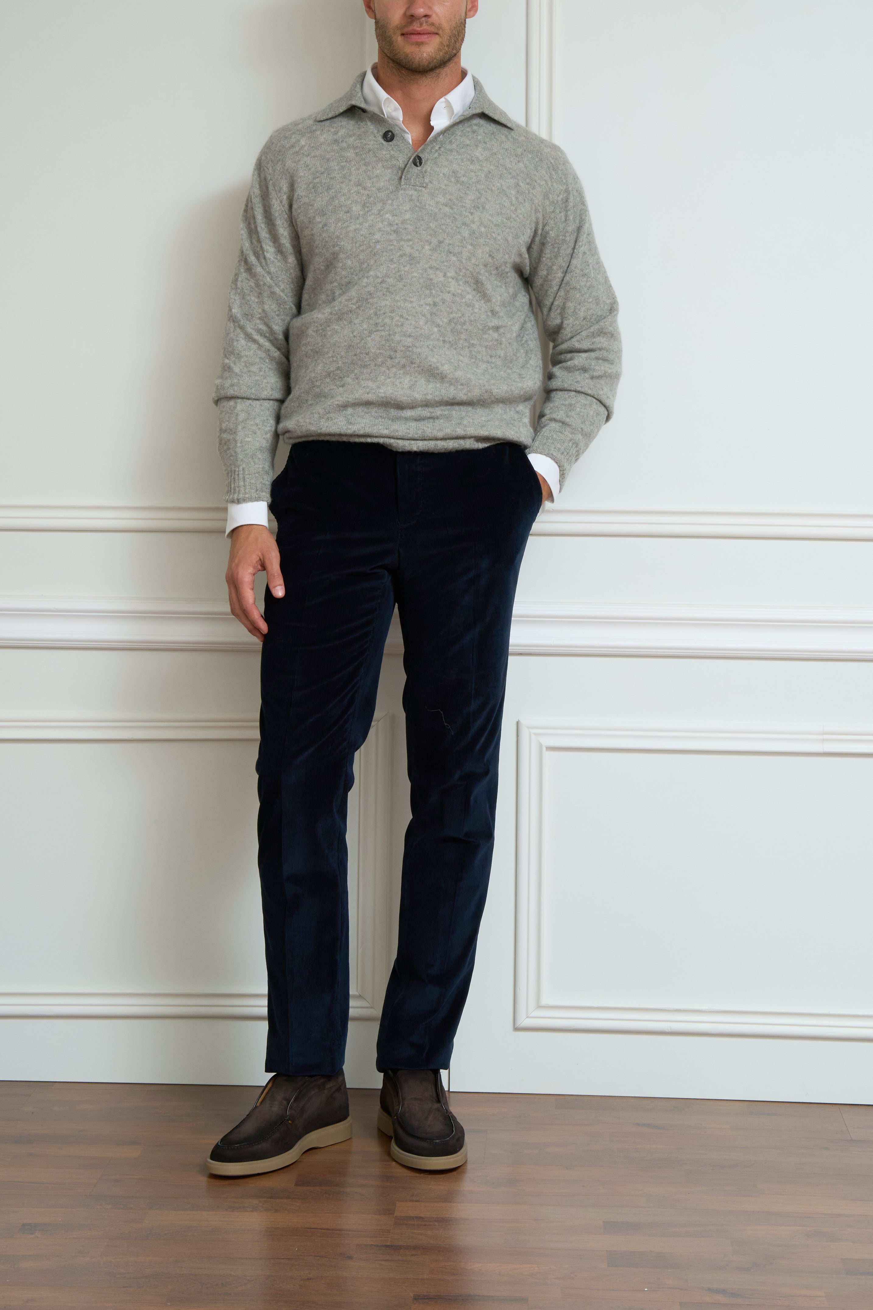 Corduroy trousers in navy