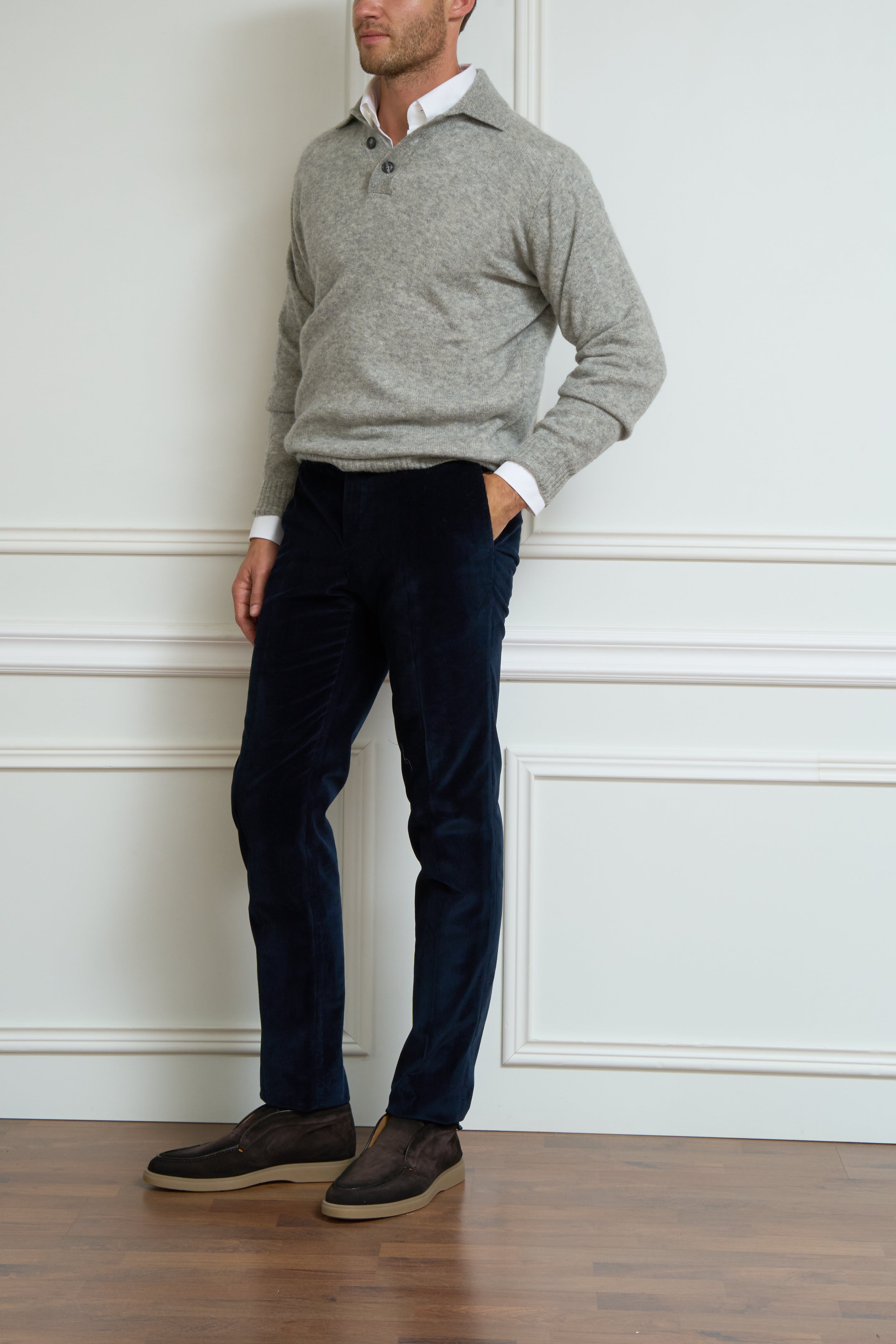 Corduroy trousers in navy