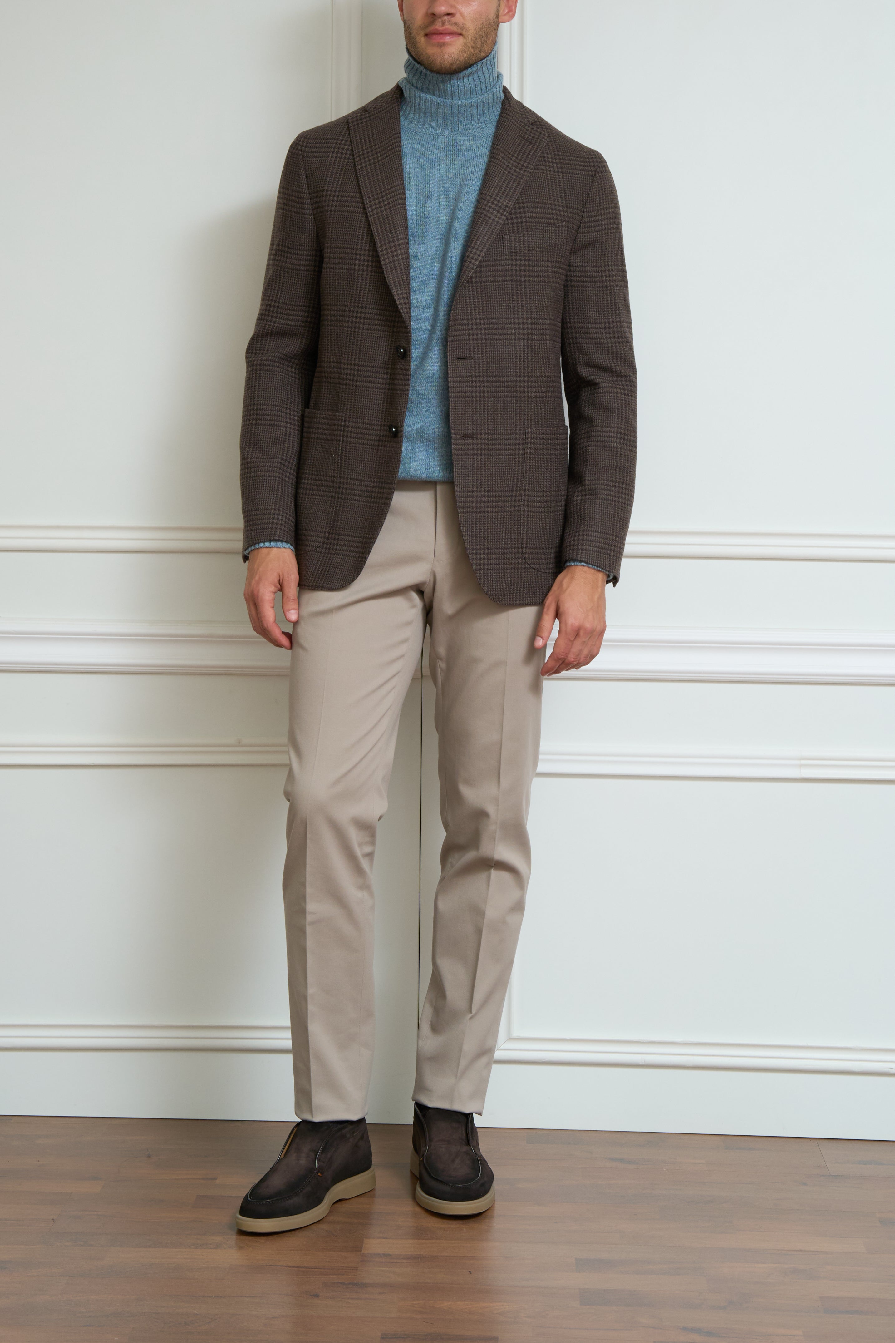 Checked blazer in brown