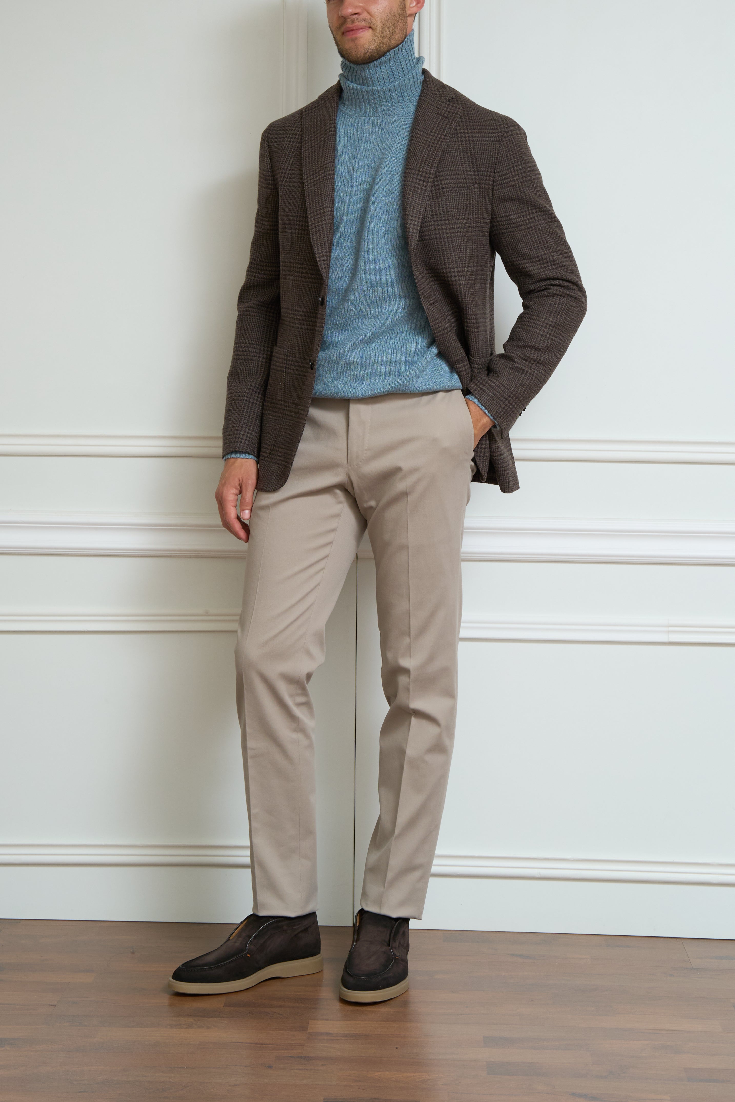Checked blazer in brown