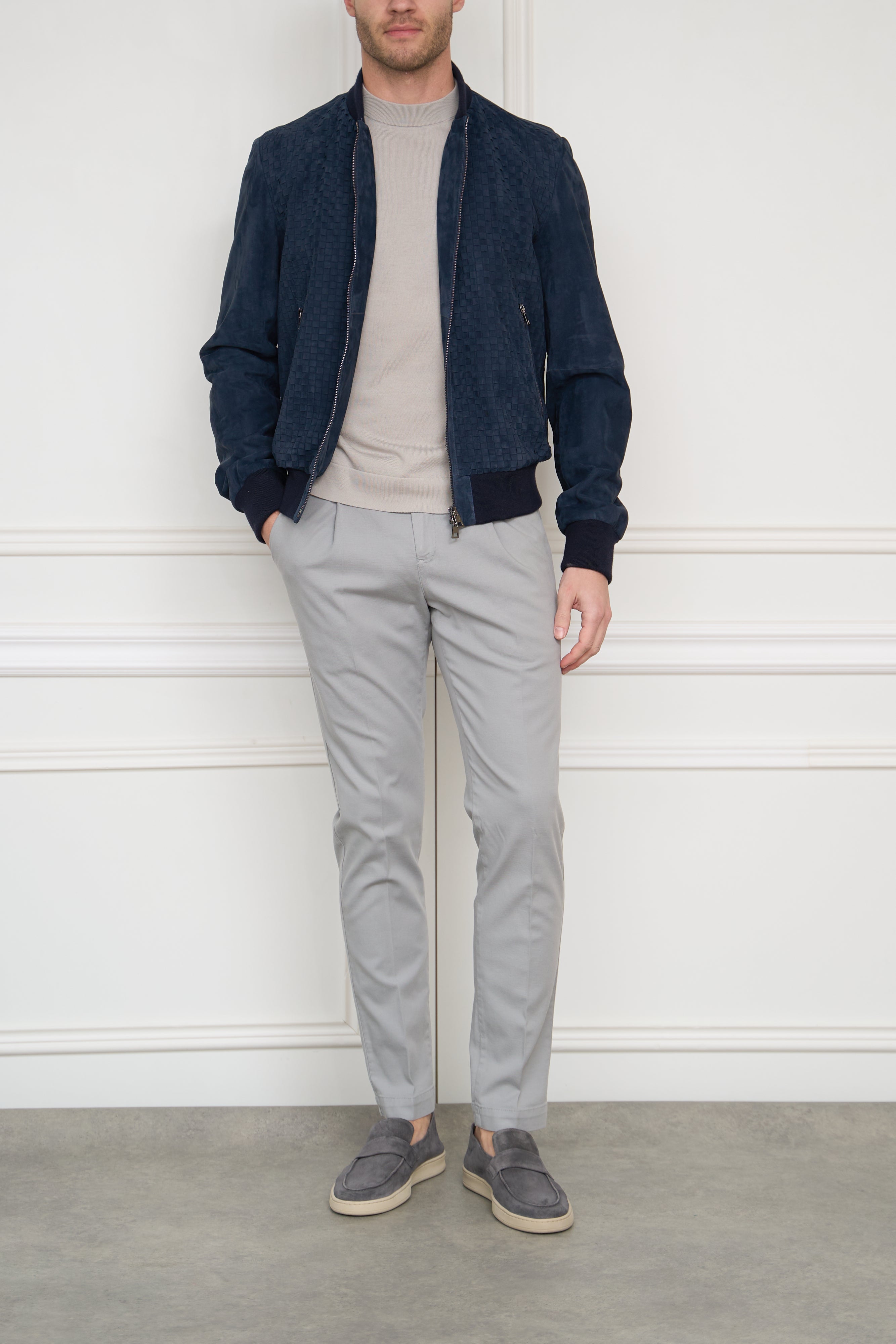 Lederjacke in marine