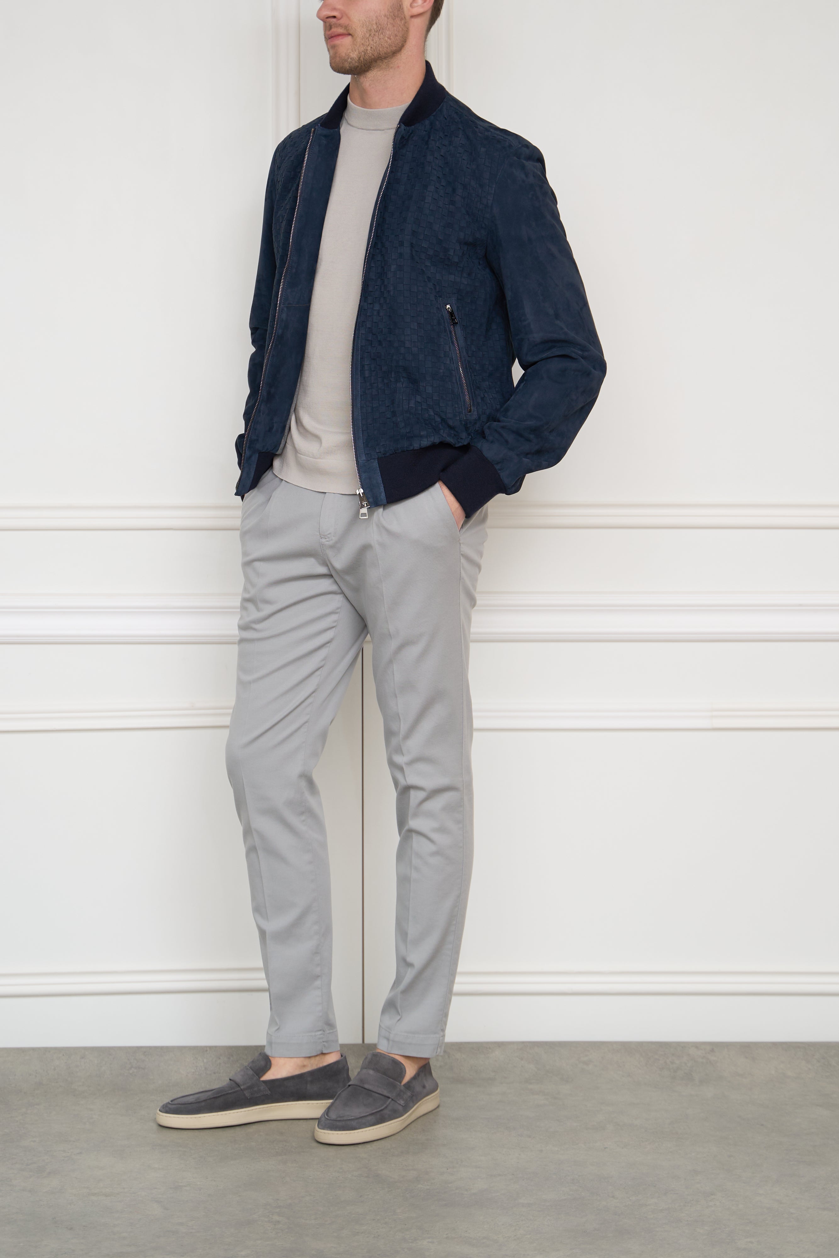 Lederjacke in marine