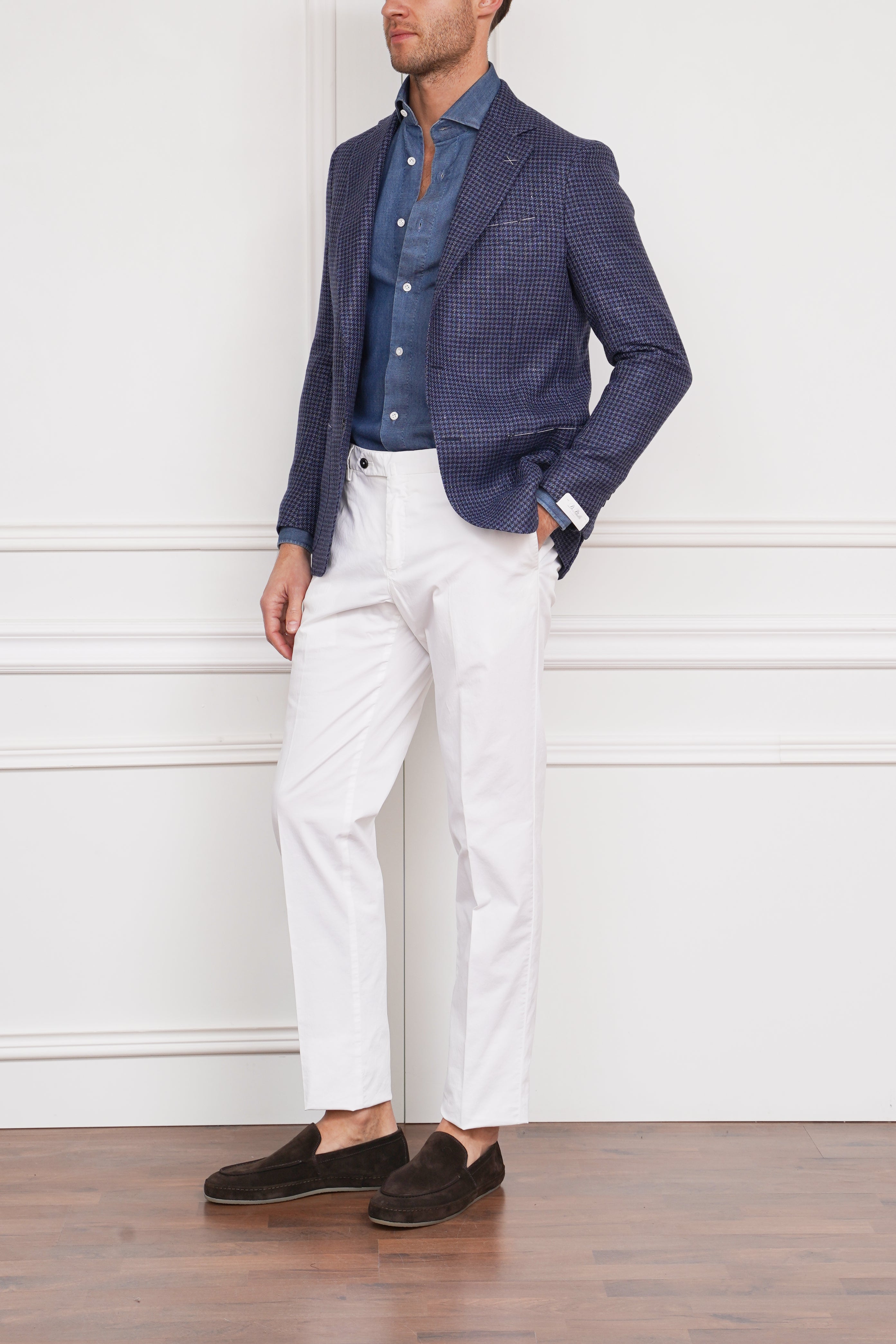 Sakko mit Hahnentrittmuster in blau