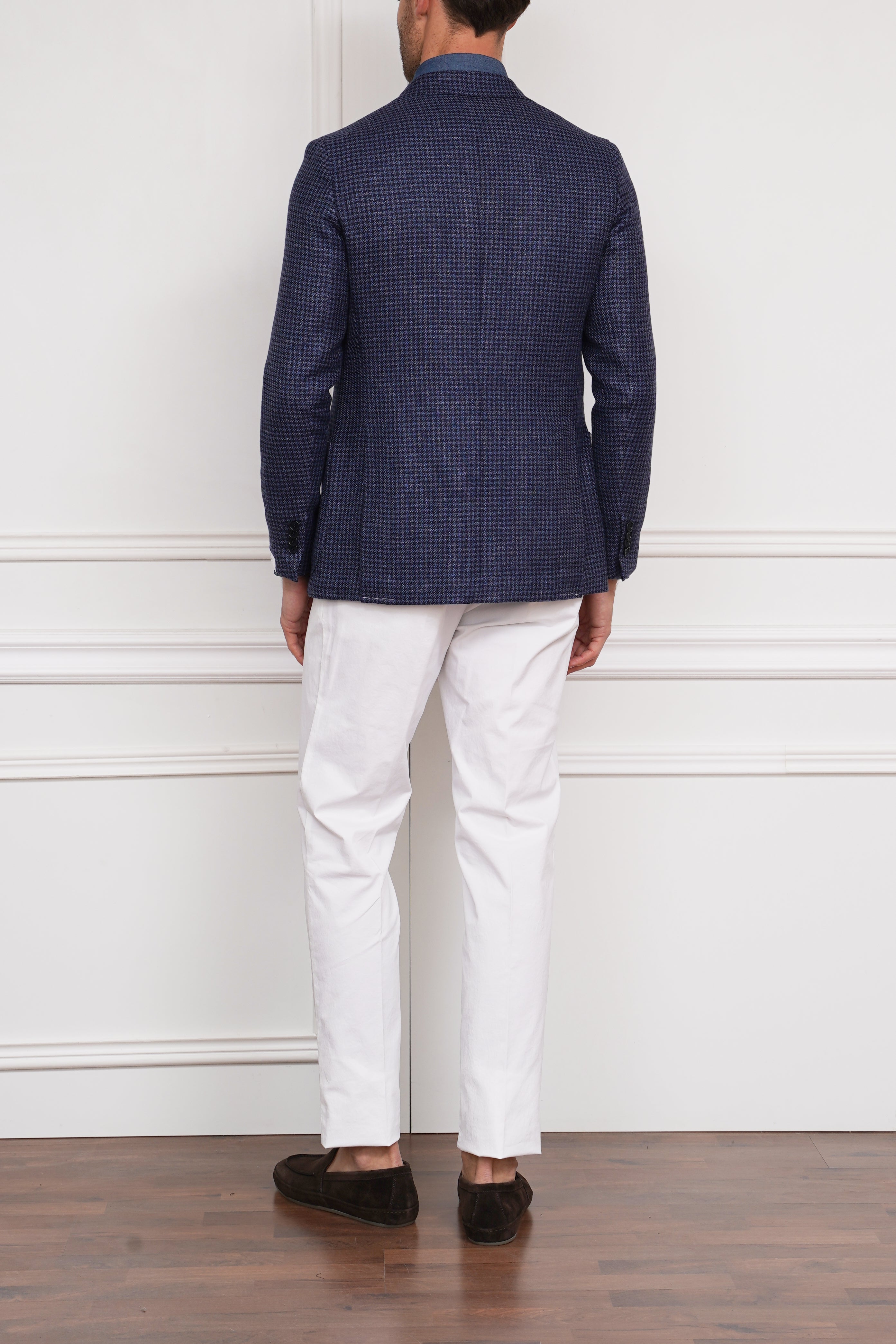 Sakko mit Hahnentrittmuster in blau