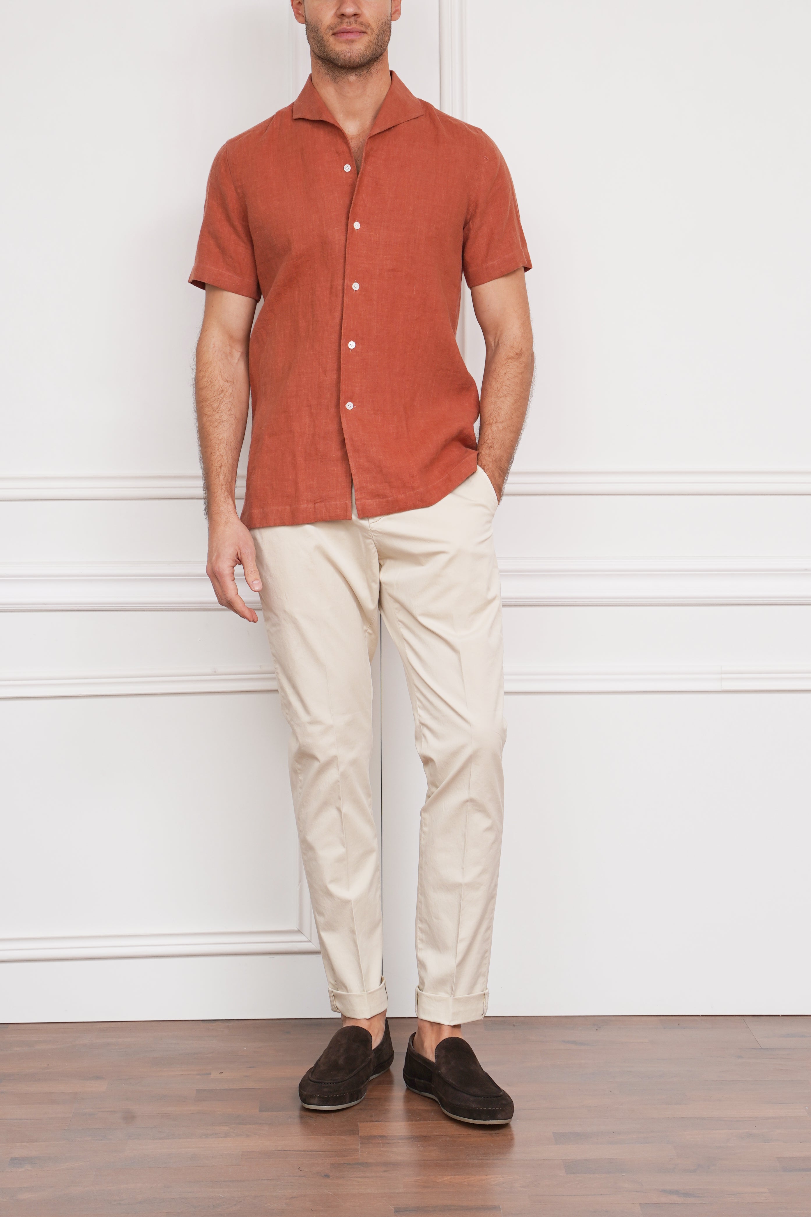 Kurzarm-Hemd in terracotta