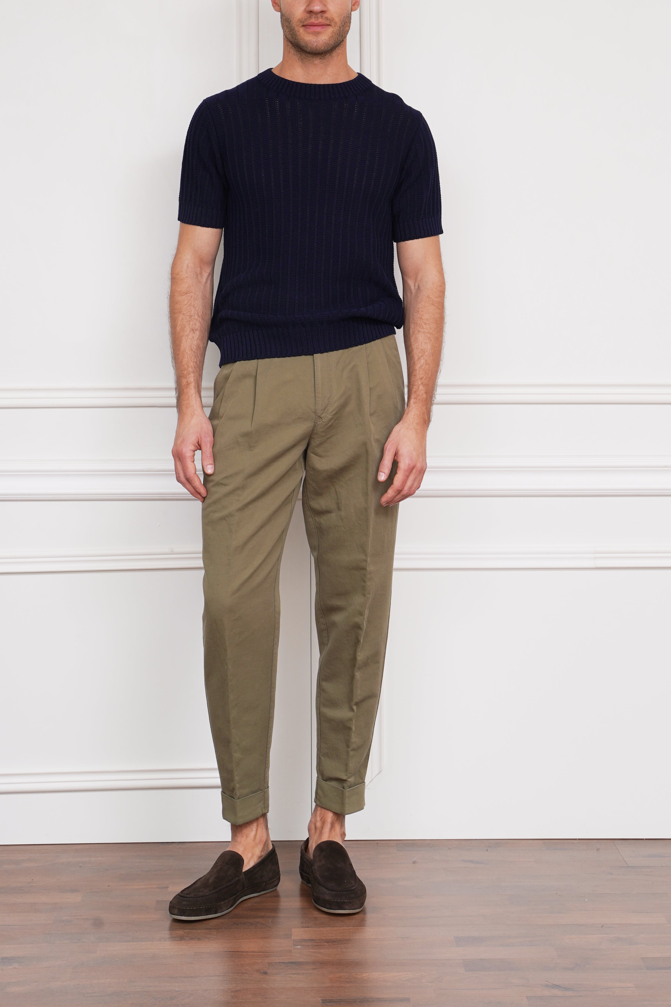 Gestricktes T-Shirt in marine