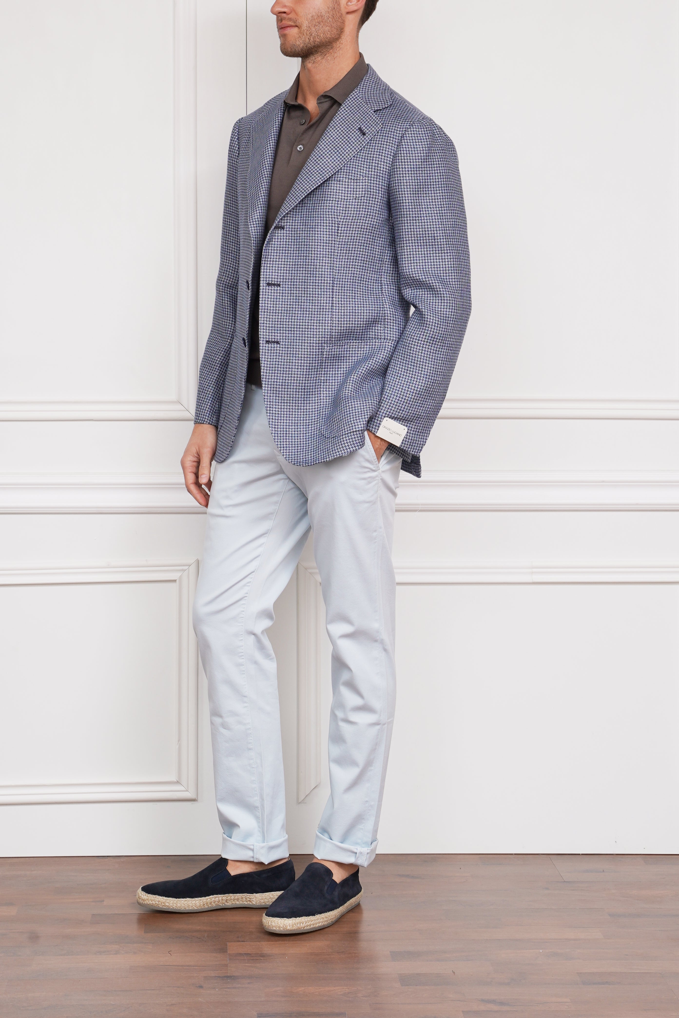 Sakko mit Hahnentrittmuster in blau