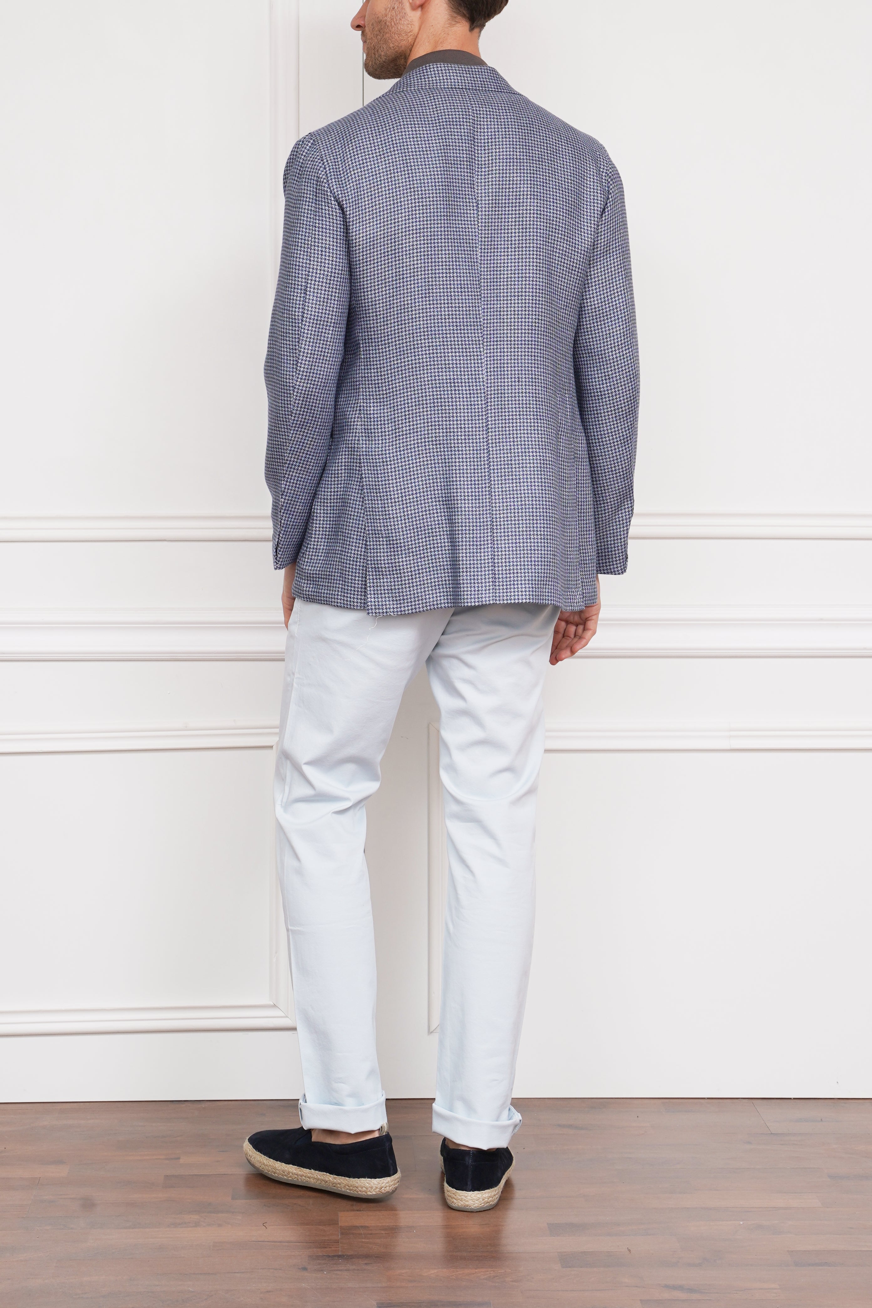 Sakko mit Hahnentrittmuster in blau