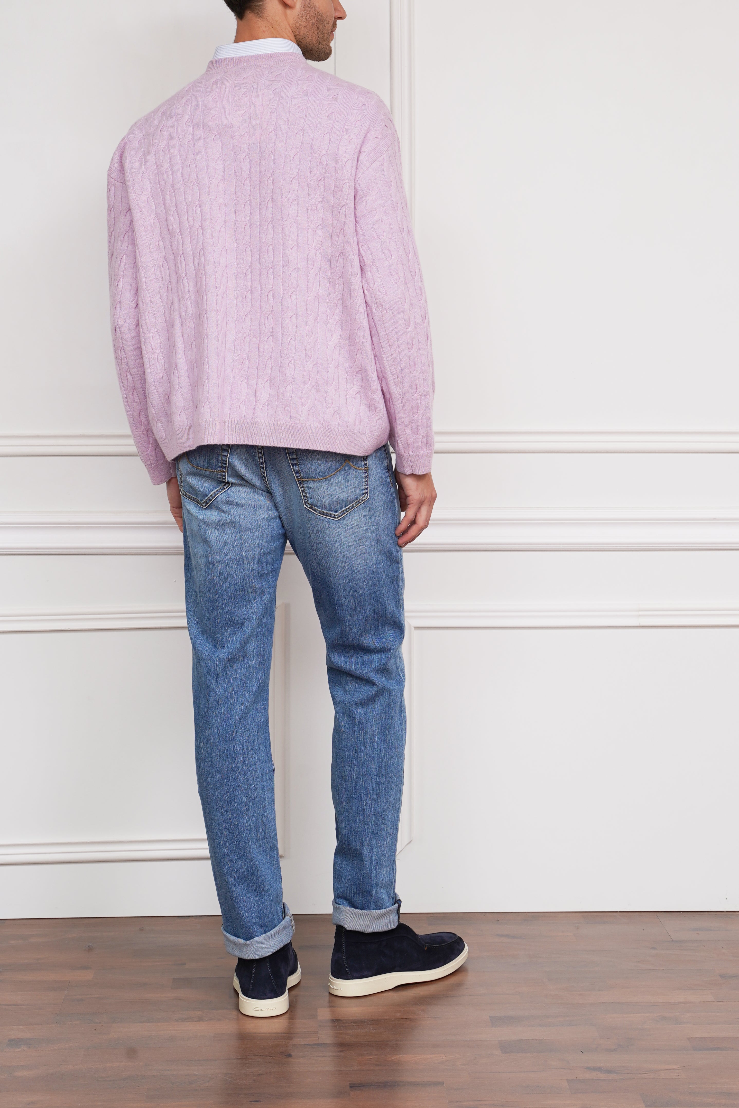 Zopfmusterpullover in flieder