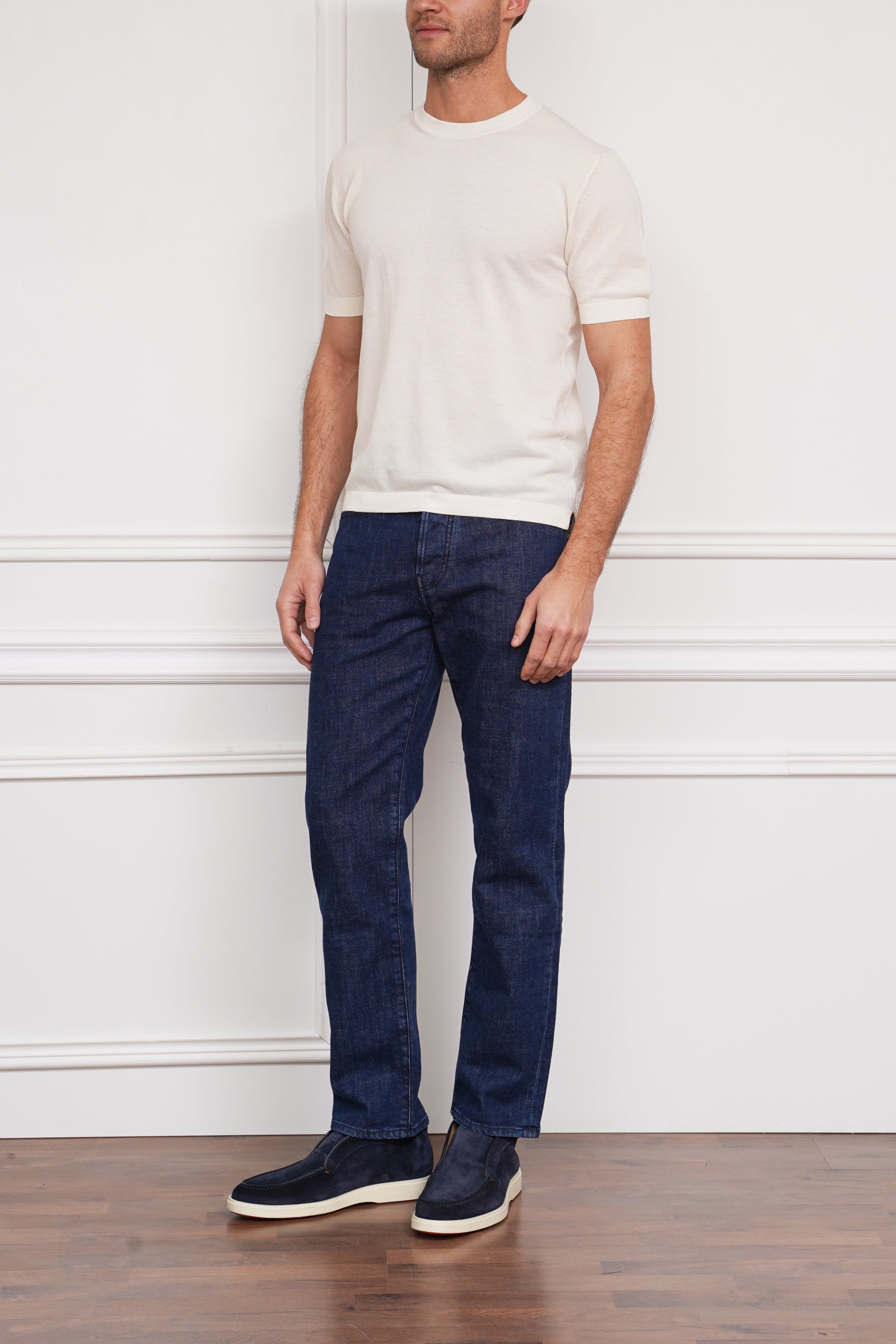 Kurzarmpullover in creme