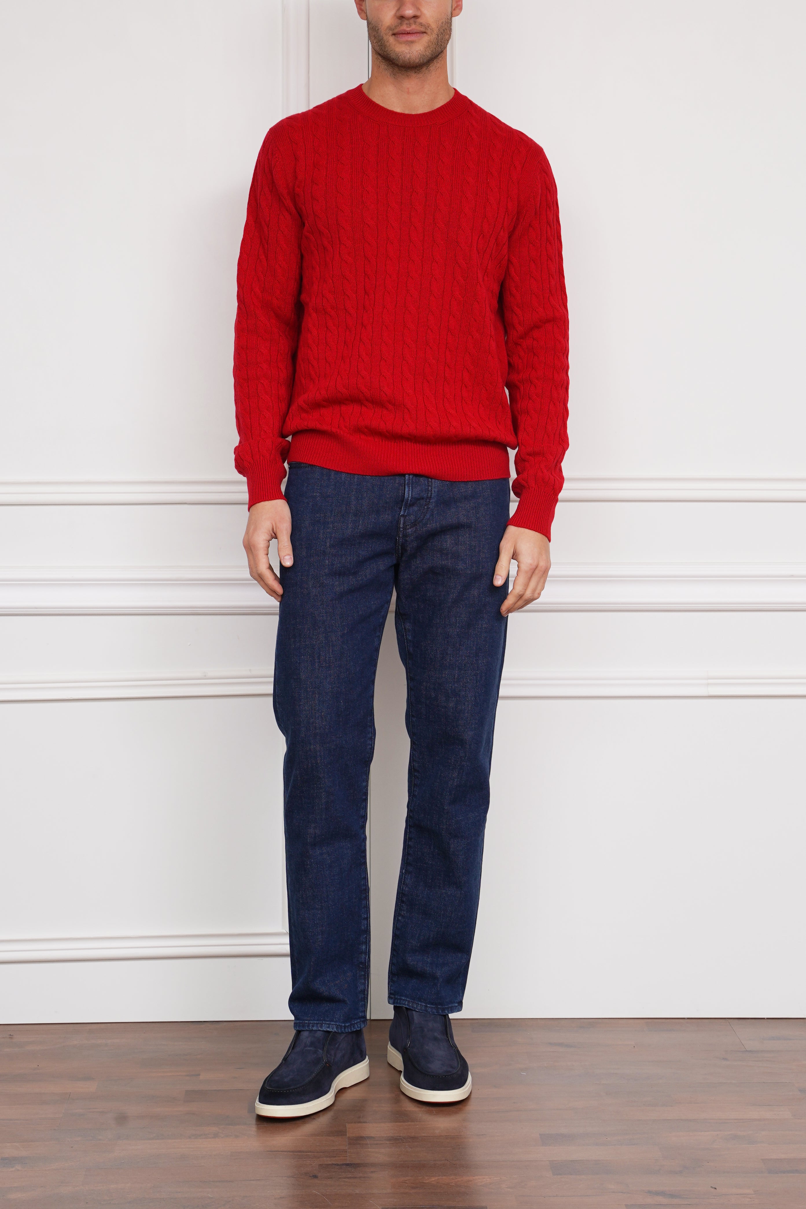 Zopfmusterpullover in rot