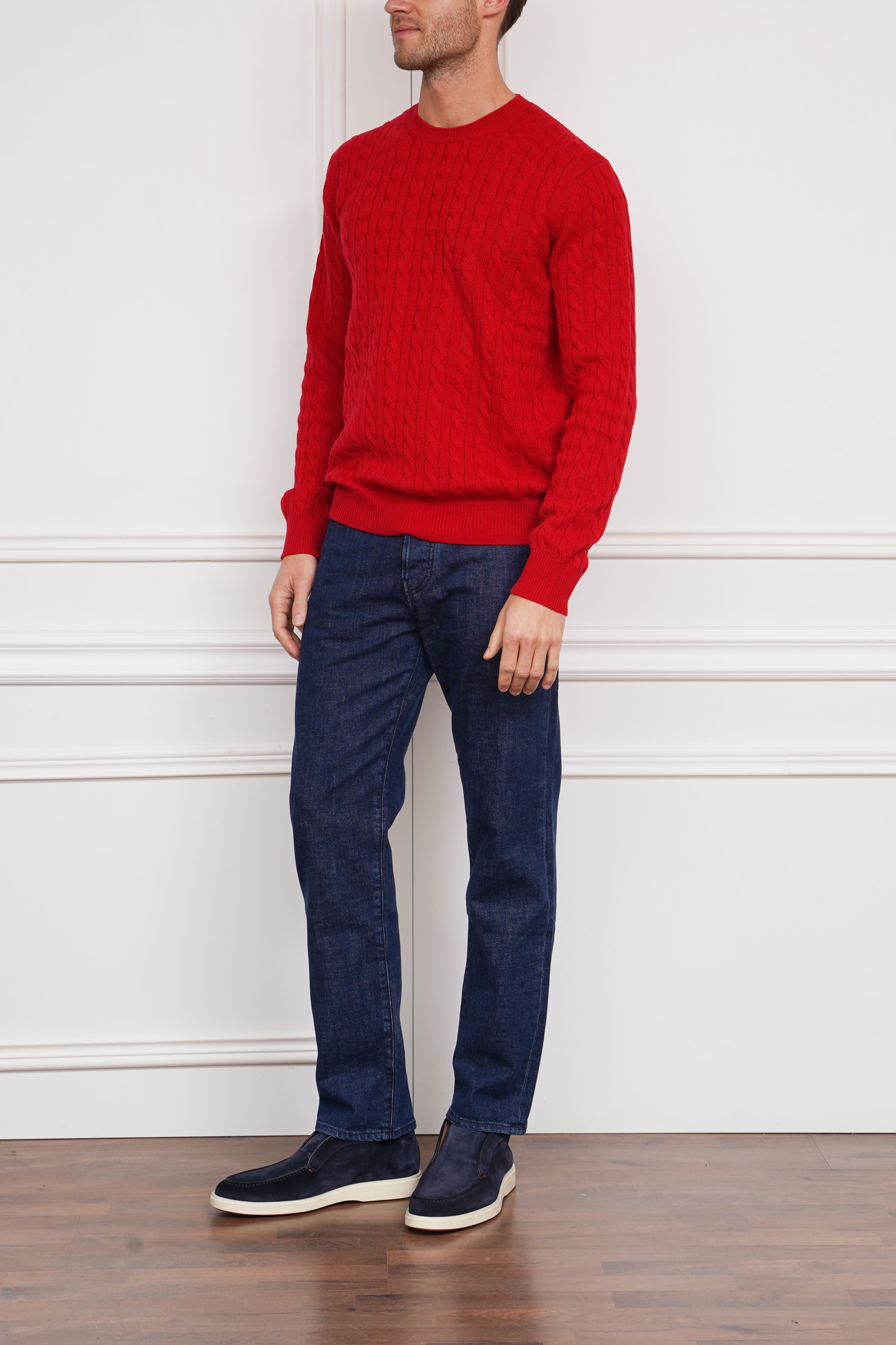 Zopfmusterpullover in rot