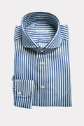 blue and white striped shirt