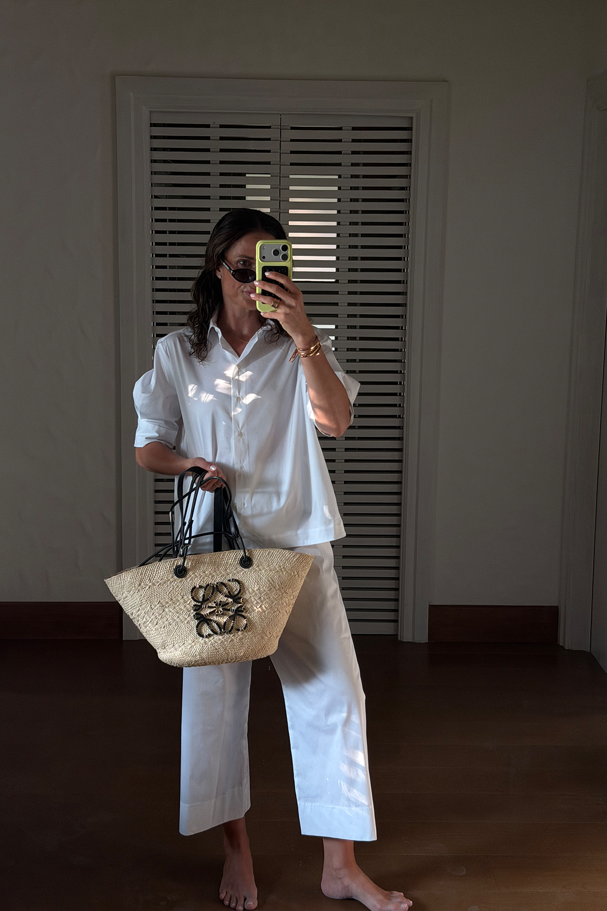 Kurzarm-Hemdbluse in weiß