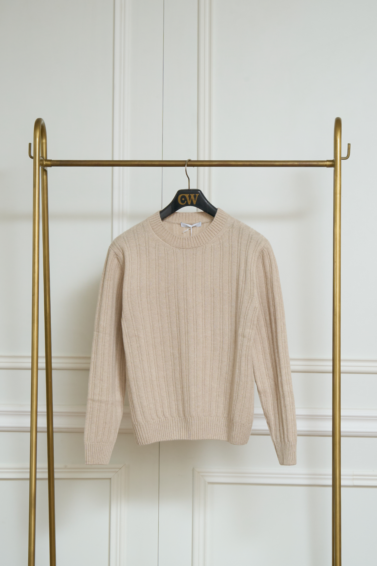 Rippstrick-Pullover in beige