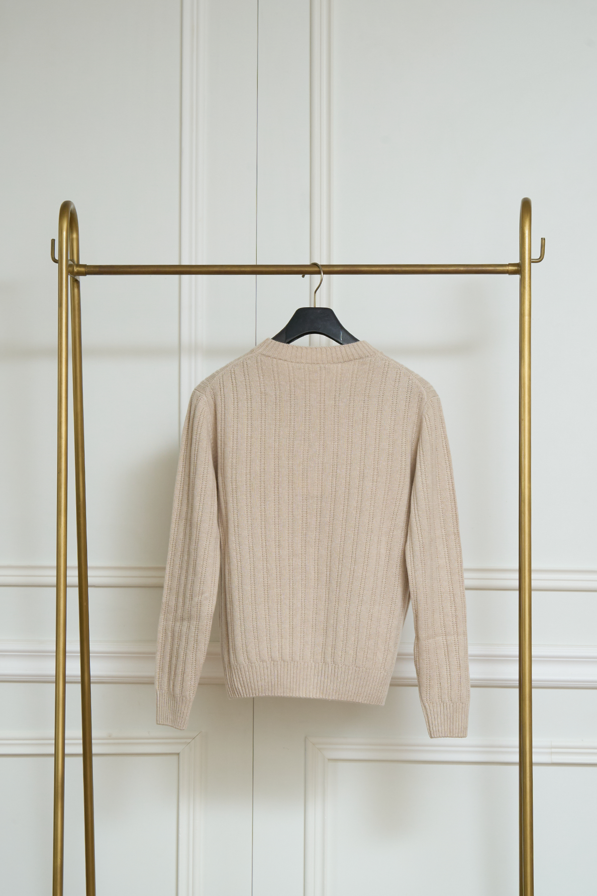 Rippstrick-Pullover in beige