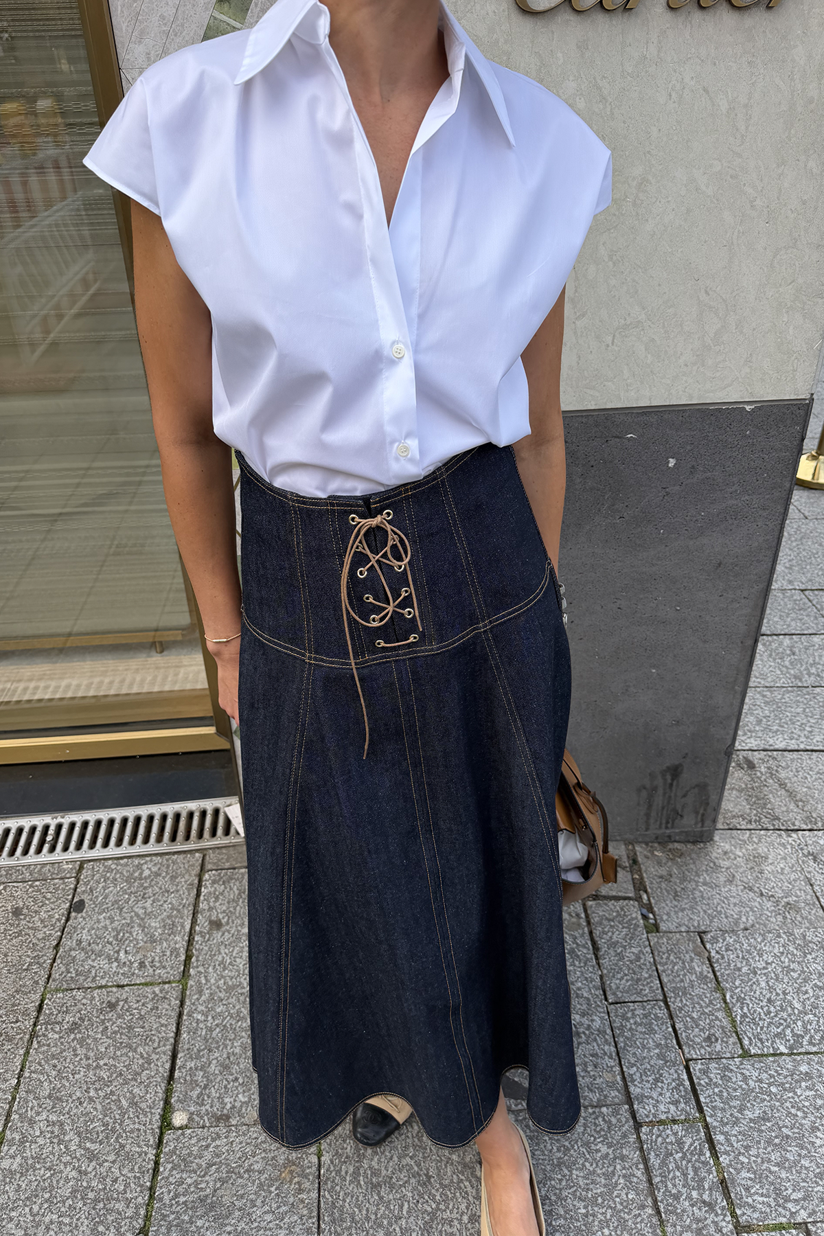 Midirock aus Denim