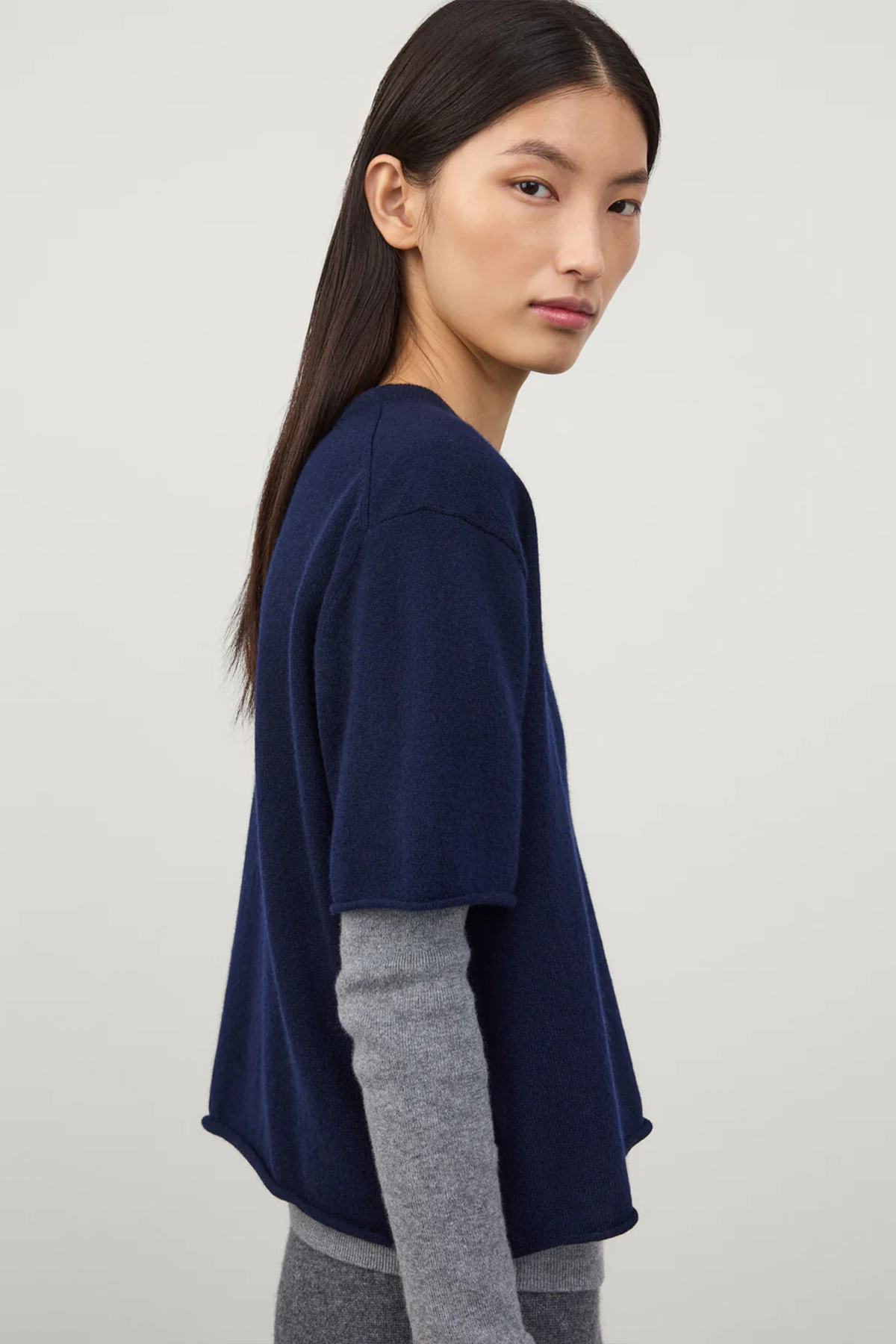 Kaschmir-Kurzarmpullover 'Cila' in marine