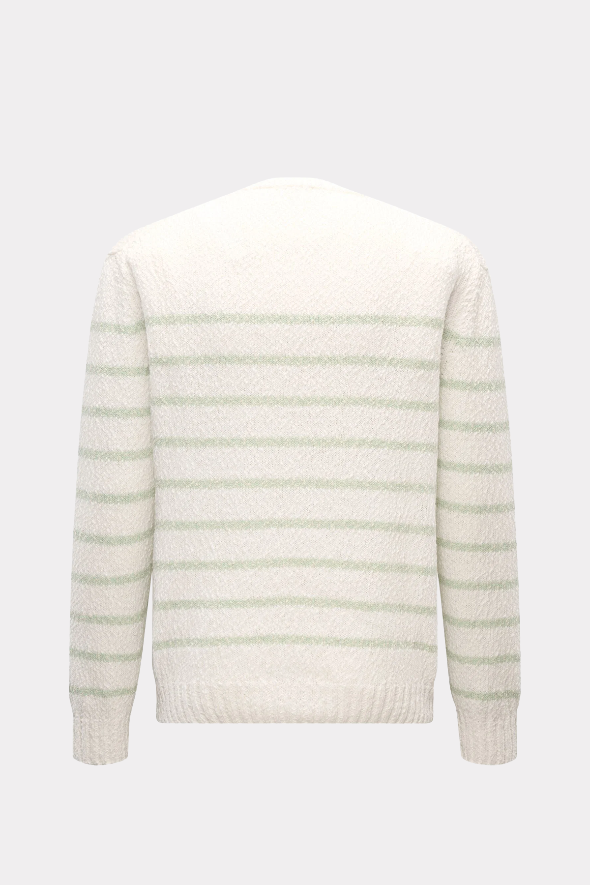 Rundhalspullover 'Mouline Striped' in offwhite/salbei gestreift