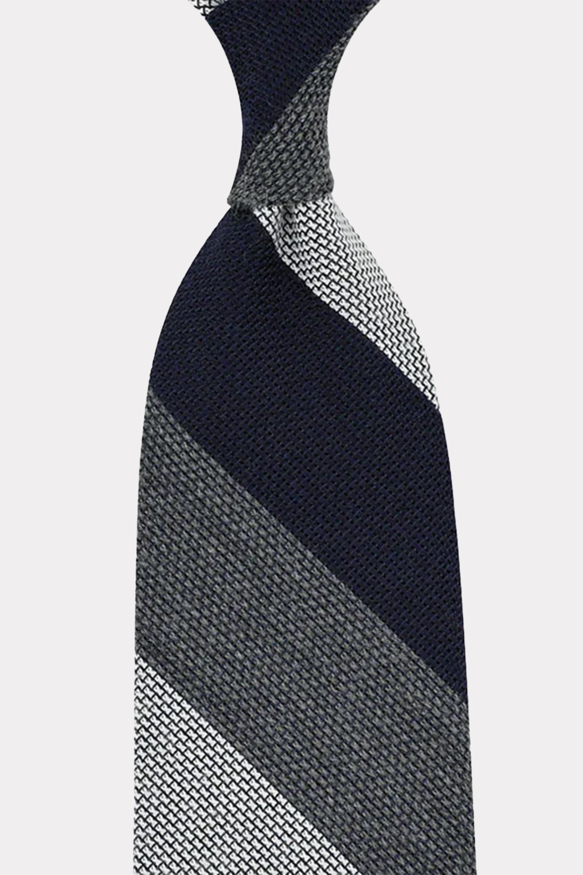 GESTREIFTE Kaschmir/Seide-KRAWATTE IN Marine/Grau