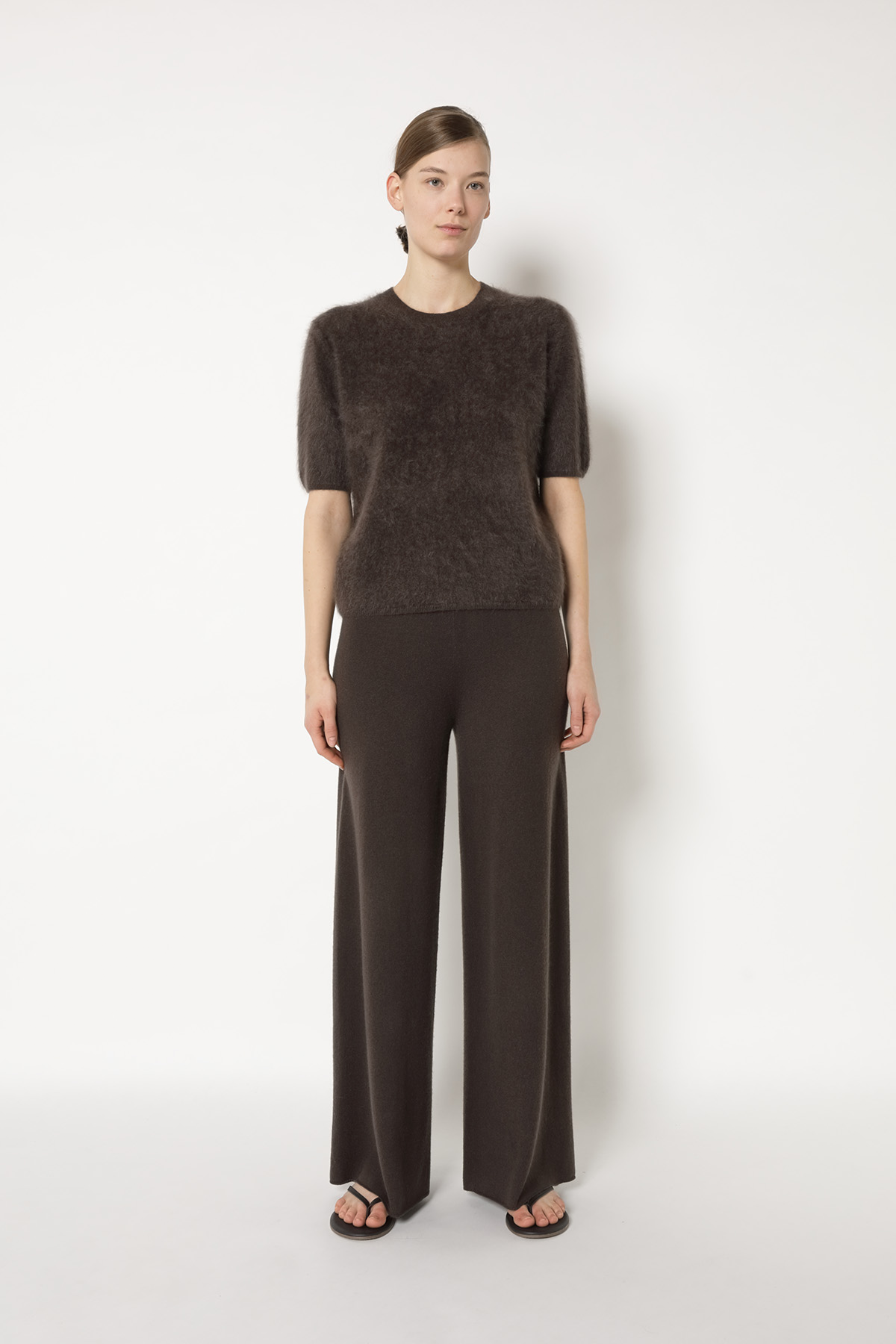 Brown Cashmere Short Sleeve Sweater