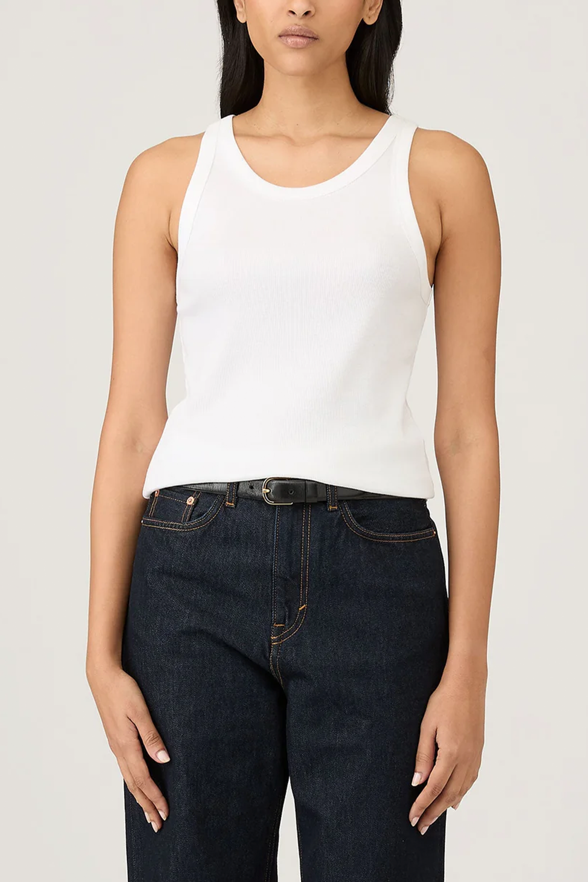 Geripptes Tanktop in weiß