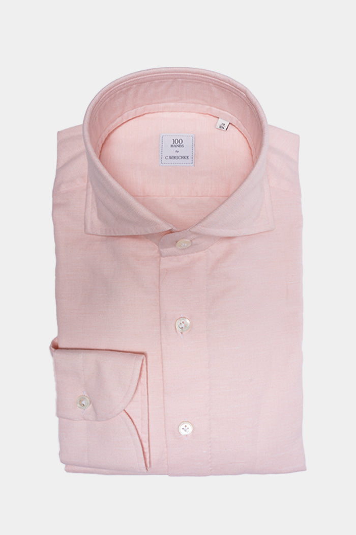 Baumwoll-Leinen Hemd in rose mit Haifischkragen