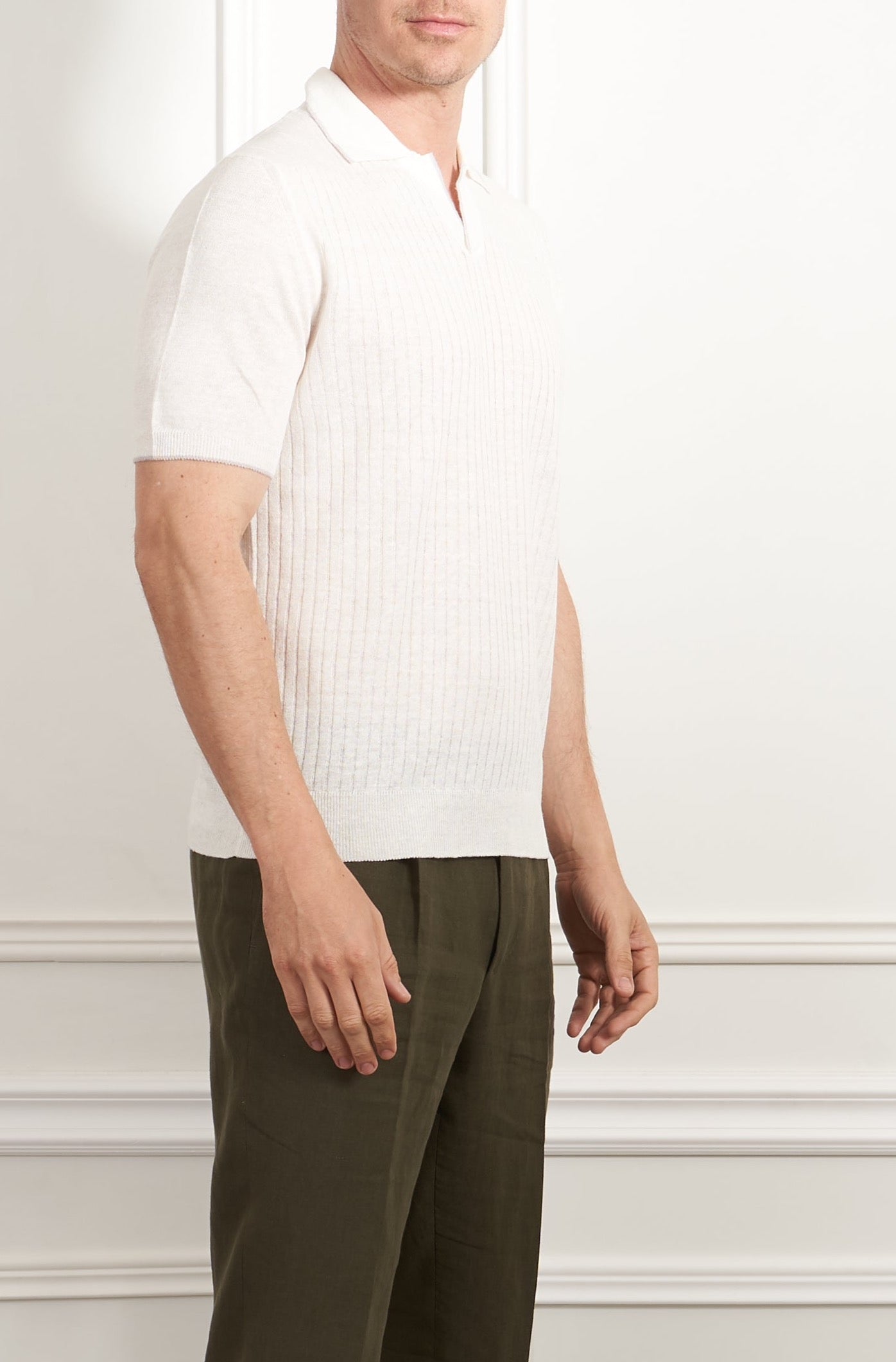 Strick-Poloshirt in weiß