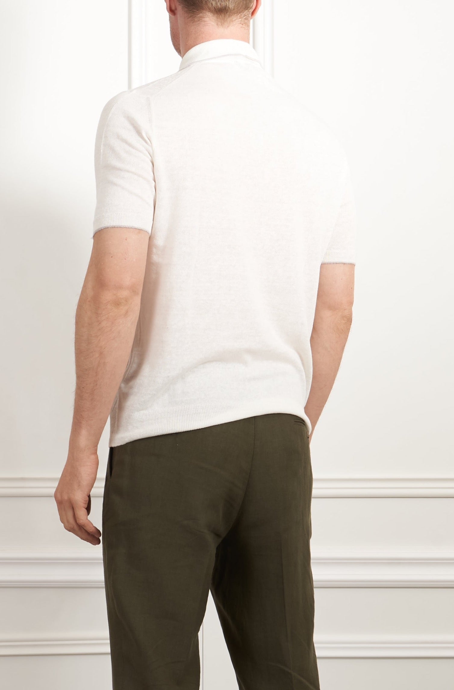 Strick-Poloshirt in weiß